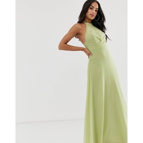 K012 ASOS DESIGN Maxi Dress w/ High Neck & Drape Waist Detail - Picture 7 of 7